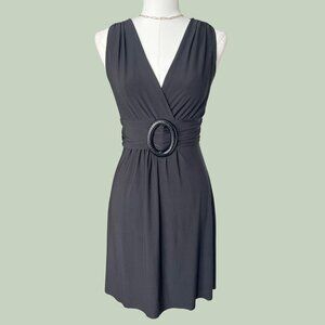 Y2K Black O-Ring Waist Bodycon Midi Dress